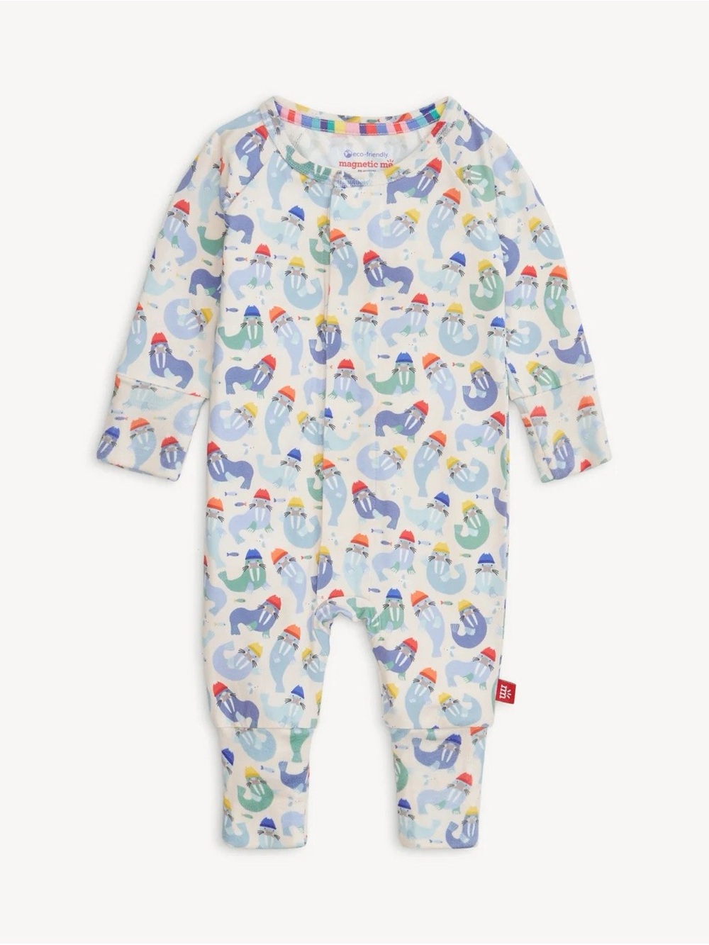 Magnetic Me Walrus print footie onesie size 0-3 months